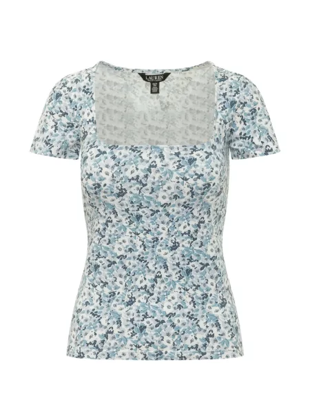 Tricou Lauren Ralph Lauren cu model floral cu imagine alb
