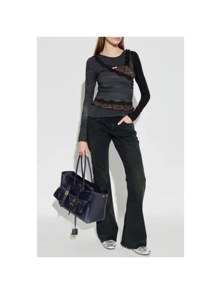 Lniany top Balenciaga szary