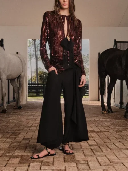 Pantaloni Johanna Ortiz drapate negru