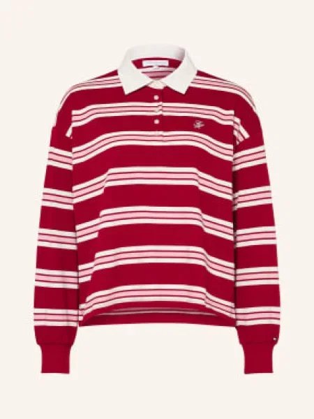Tommy Hilfiger Rugbyové Tričko tmavě červená / růžová bílá
