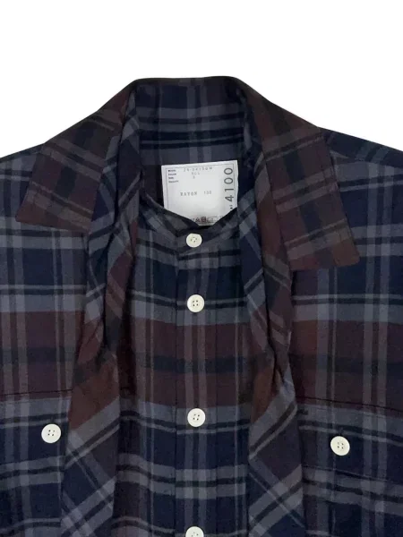 Cămașă Sacai în carouri de flanelă albastru
