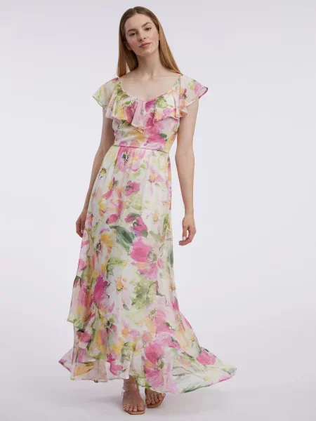 Sukienka maxi Orsay w kwiatki biała