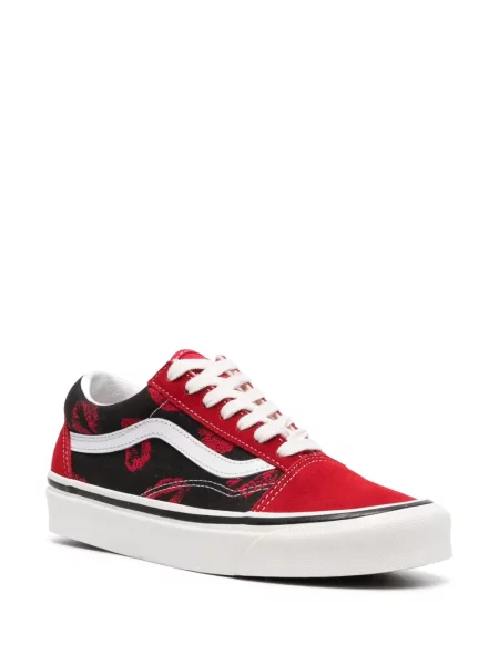 Nėriniuotos siaurėjantys sportbačiai Vans Old Skool su raišteliais raudona