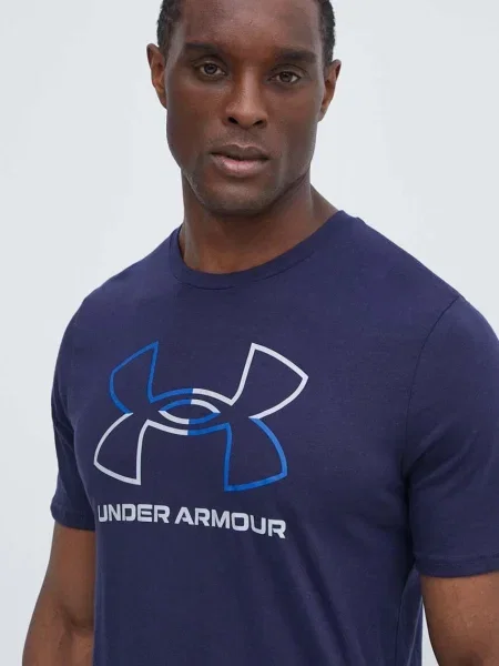 Тениска Under Armour тъмносиньо с десен синьо