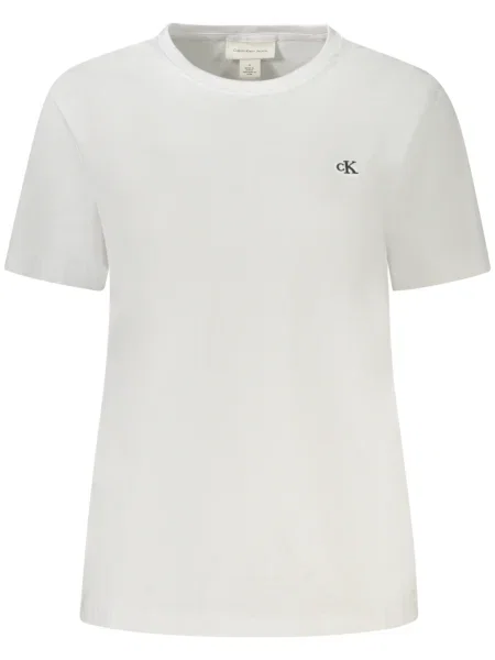 Tricou Calvin Klein Jeans scurt alb