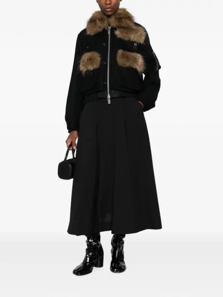 Cu centură fustă midi Sacai negru