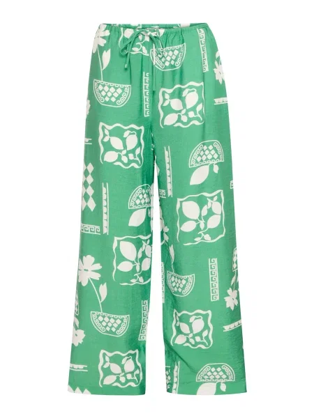 ICHI Pantaloni IHYETTA verde alb