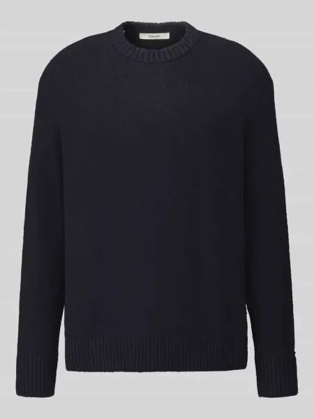 Sweter o kroju relaxed fit z mieszanki bawełny model ALEX' Selected granatowy