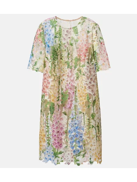 Rochie Oscar De La Renta cu model floral din dantelă alb