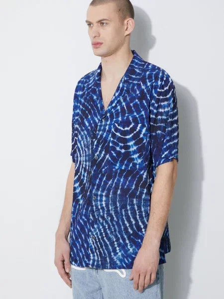 Marcelo Burlon koszula Aop Soundwaves Hawaii Shirt niebieska