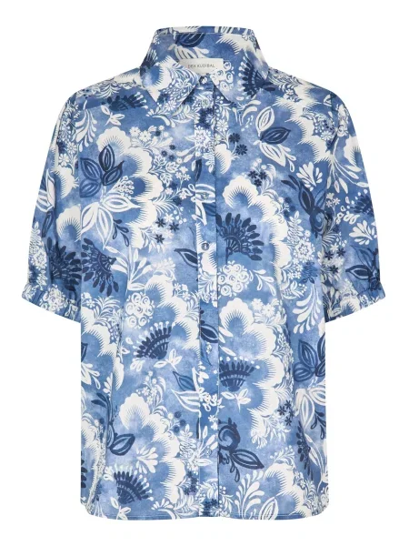 Dea Kudibal Bluză Violeta albastru cobalt / azuriu / lână alb