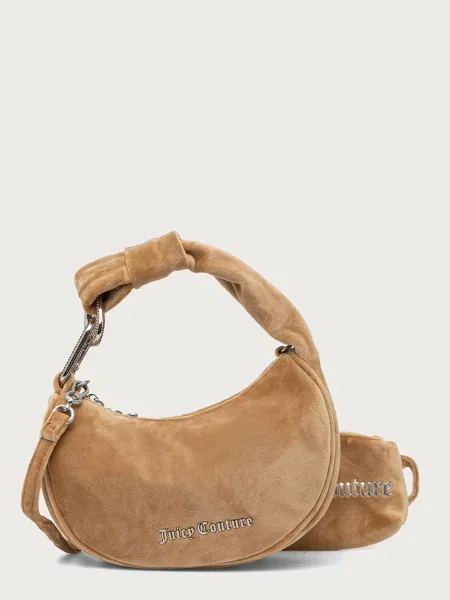 Juicy Couture torebka hobo welurowa Blossom beżowa
