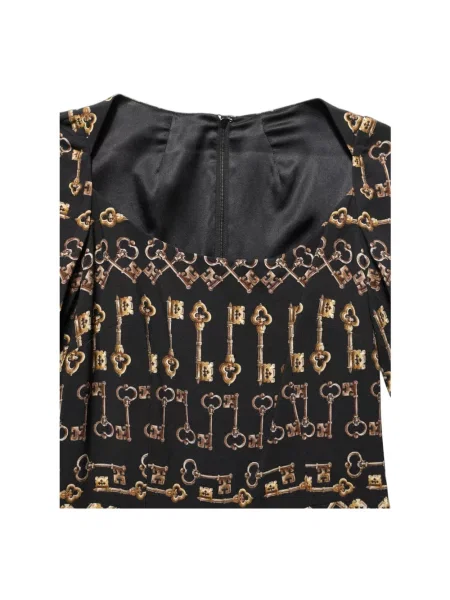 Sukienka midi Dolce And Gabbana z nadrukiem z długim rękawem czarna