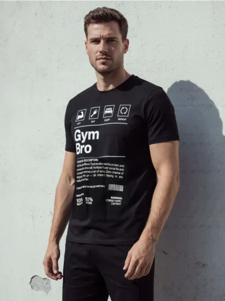 Sinsay piżama dwuczęściowa z nadrukiem czarny