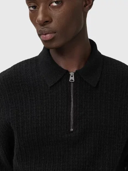 Светр з додаванням вовни альпаки AllSaints JAKOB півгольф чорний