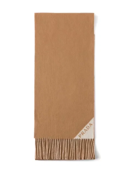 Šál Prada s třásněmi hnědý