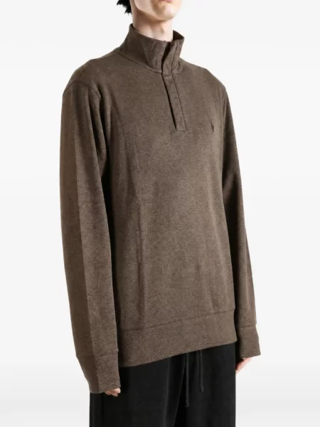 Sweter Polo Ralph Lauren w kratę tweedowy z kołnierzem brązowy