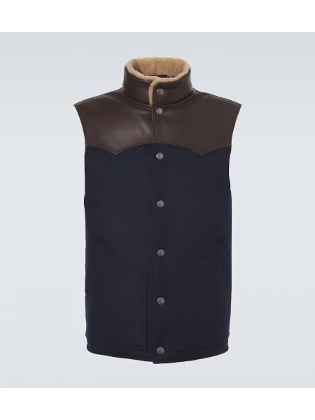 Vestă Brunello Cucinelli de lână albastru