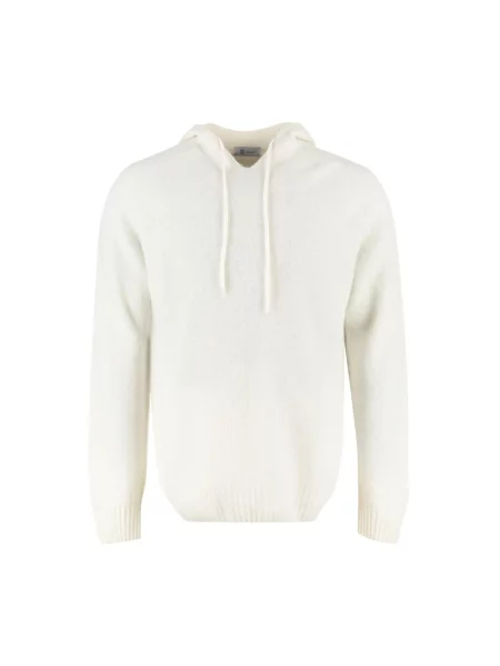 Sweter The (alphabet) wełniany z kapturem beżowy