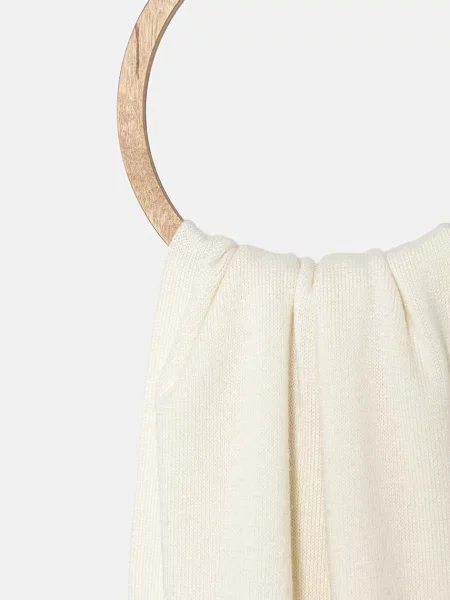 Вовняний шарф Moschino з аплікацією бежевий