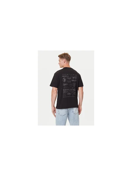 Tommy Jeans Póló Archive Logos Relaxed Fit fekete