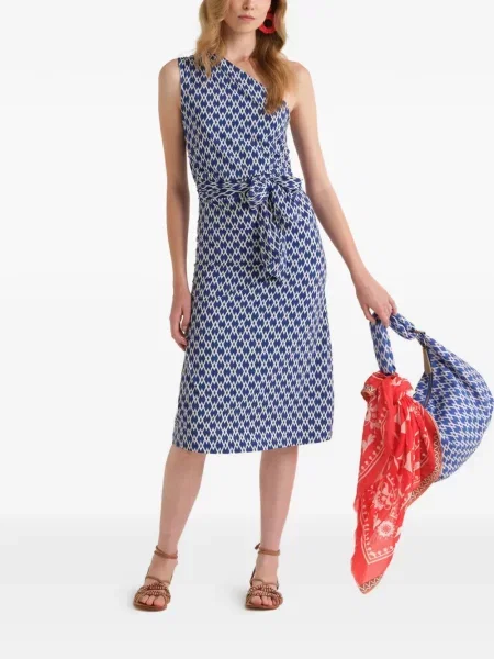 Rochie midi Maliparmi cu imprimeu geometric albastru