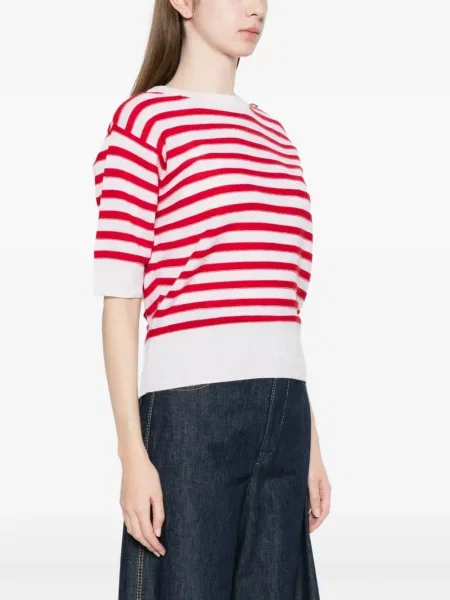 Top Allude cu dungi scurt roșu