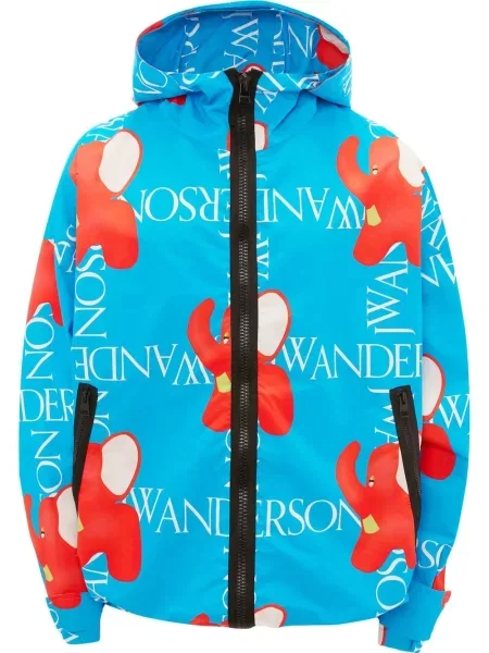 Geacă Jw Anderson cu glugă cu imagine albastru