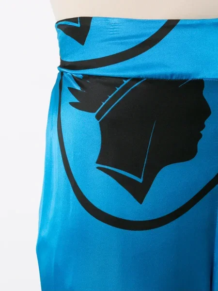 Pantaloni Amir Slama de mătase albastru