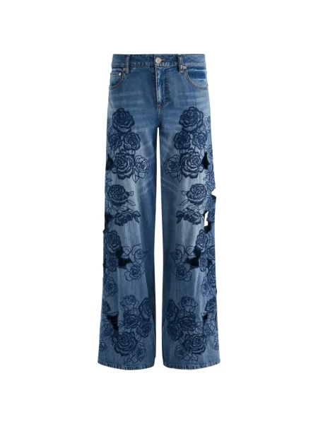 Blugi Alice + Olivia cu model floral albastru