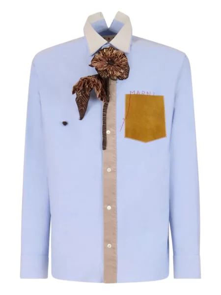 S límcem košile Marni s výšivkou modrá