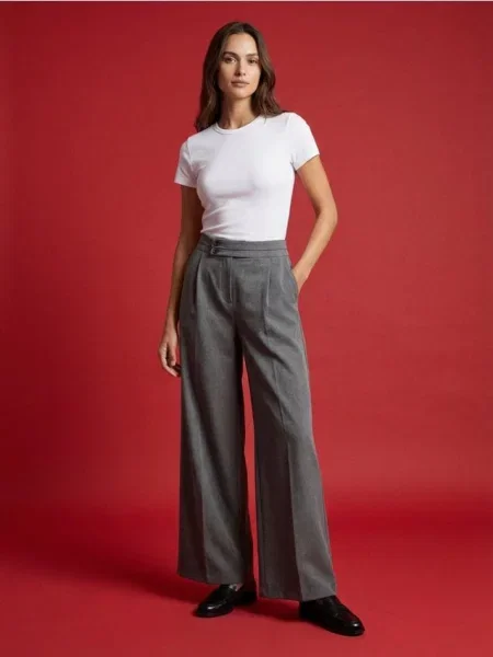 Штани wide leg з декоративним темно-сірий сірі