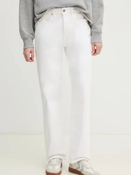 Дънки Pepe Jeans STRAIGHT JEANS HW ROBYN с висока талия бяло
