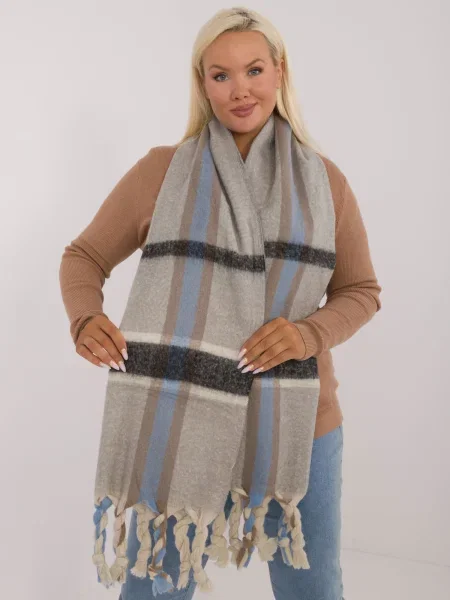 Pletený šál Fashionhunters so strapcami sivá