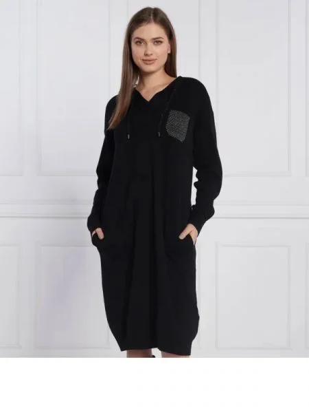 Peserico gyapjú ruha selyem hozzáadásával fekete