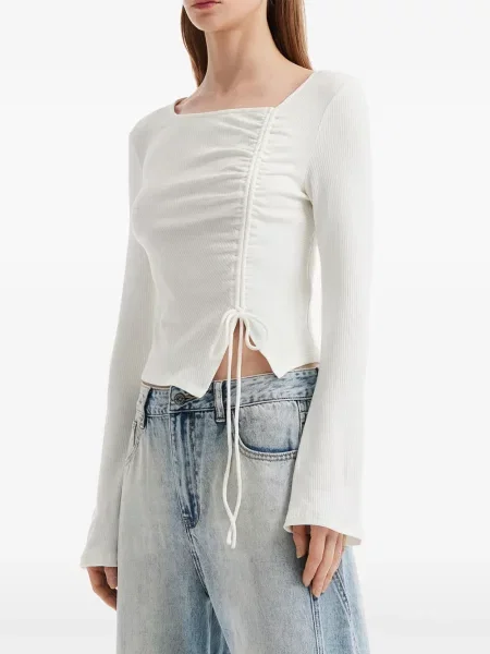Długa sznurek ściągający bluzka Tout A Coup biała