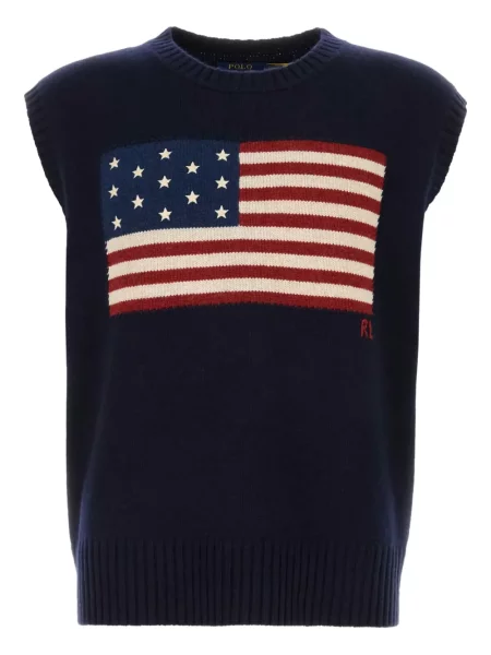 Вълнен елек Polo Ralph Lauren бродиран синьо