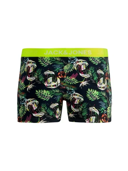 JACK & JONES Boxerky JACMelting Skull tmavomodrá / svetlozelená / oranžová čierna