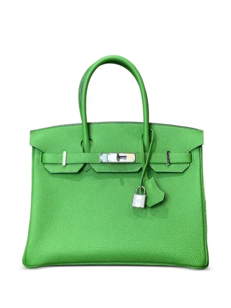 Kožená kožená taška Hermès Pre-owned zelená