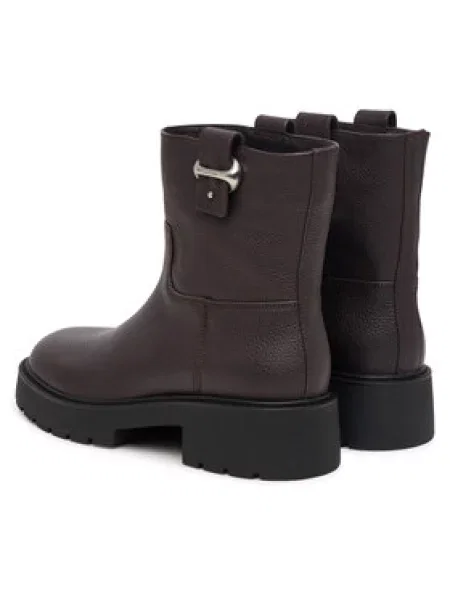 Calvin Klein Škornji Chunky Ankle Boot Lth Hdw Temno rjava