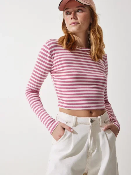 Happiness İstanbul Tricou roz amestecat alb