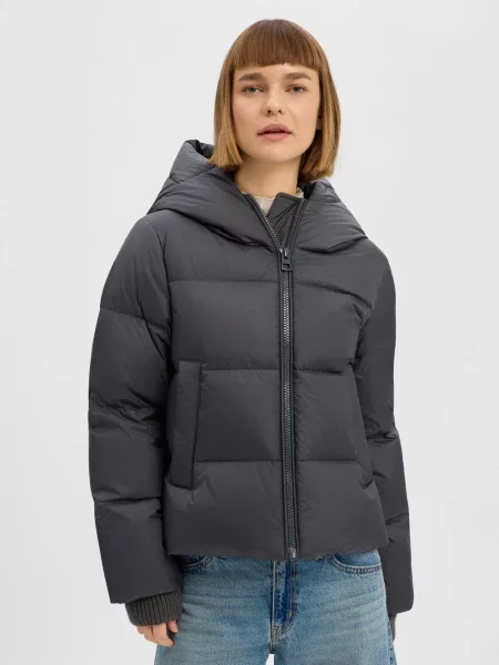 Kurtka puchowa o kroju regular fit z naszywką z logo Marc O'polo szara