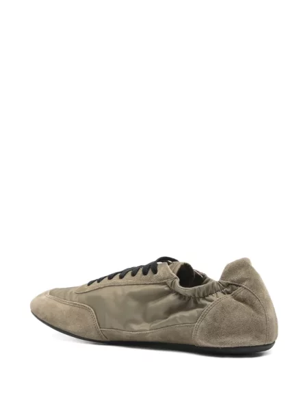Sneakerși Prada din piele de căprioară verde