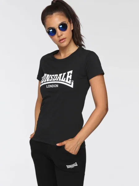 LONSDALE Majica Cartmel črna bela
