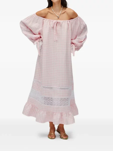 Rochie maxi Sleeper din dantelă de costum roz