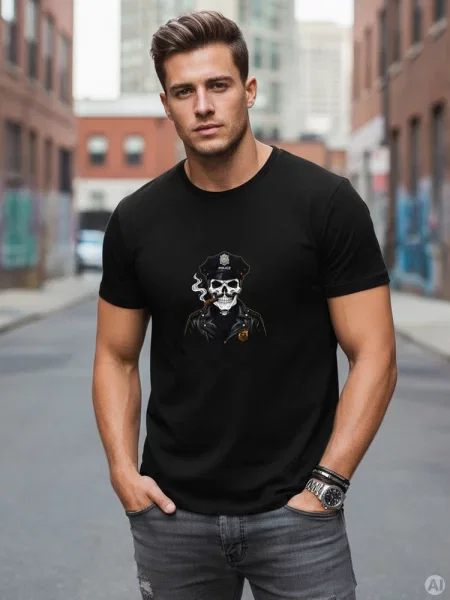 T-shirt z nadrukiem Dstreet czarny