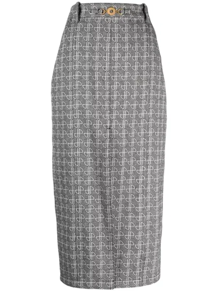 Spódnica midi Patou do kolan z rozcieciem szara