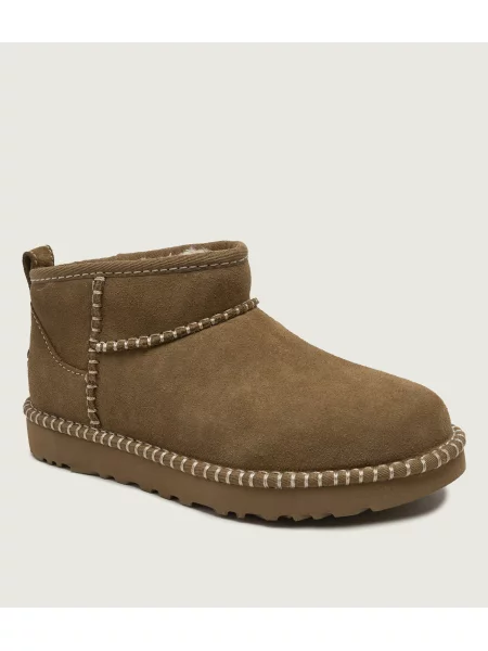 UGG Bocanci W Classic Ultra Mini Botanic | lână | piele întoarsă maro