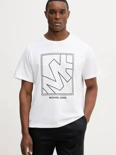 Michael Kors tricou din cu imprimeu alb
