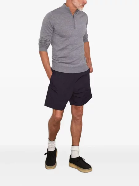 Pulover John Smedley de lână de jumătate de fermoar gri
